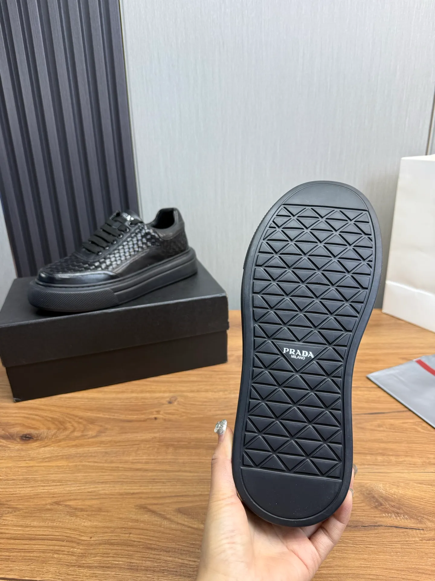 Men's shoes 💰440💰 PRADA【Prada】Men's new casual shoes ⬆️Imported cowhide + genuine leather lining. Anti-slip outsole, 38-44 (customized at 45)